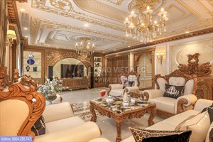 THIẾT KẾ THI CÔNG PHÒNG KHÁCH TÂN CỔ ĐIỂN ĐẸP NHẤT HÀ NỘI 